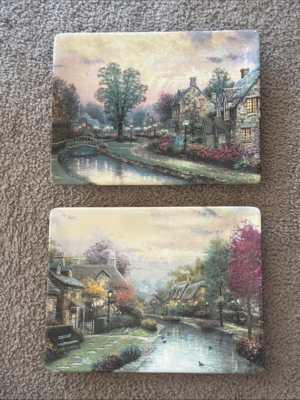 Thomas Kincade “Lamplight Lane” & “Lamplight Brooke” Ceramic Plates!